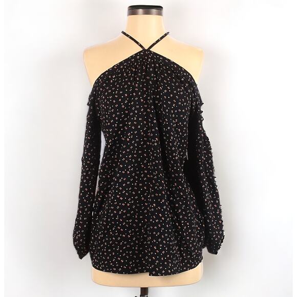 Bishop and Young Dark Navy Geometric Halter Blouse - Picture 1 of 7